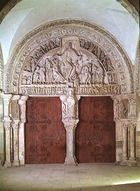 Central Portal in the Narthex of the Church of Sainte-Madelaine, with relief of the Pentecost in the de French School
