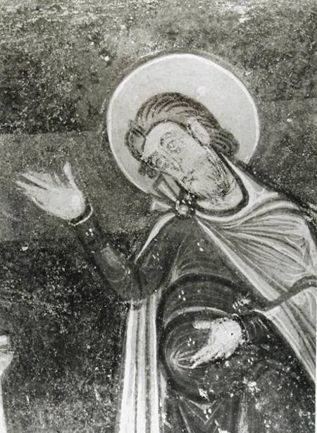 Detail of St. Savin, from a fresco depicting St. Savin and St. Cyprien being delivered from the beas de French School