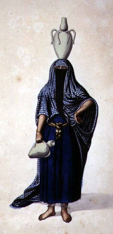 Egyptian Woman Carrying an Ibrik Water Pot, probably by Cousinery, Ottoman period de French School