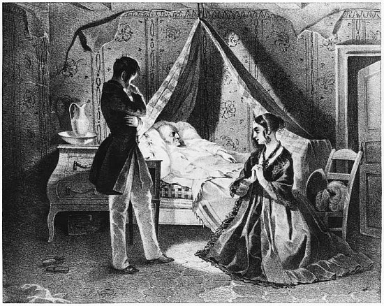 Father Goriot on his Deathbed, illustration from ''Le Pere Goriot'' Honore de Balzac (1799-1850) de French School