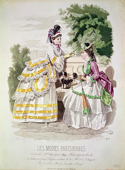 Female fashions, from ''Les Modes Parisiennes'' 1870 de French School