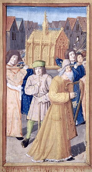 Fol.56r David and the Ark of the Covenant, from ''Heures a l''Usage de Rome'' de French School