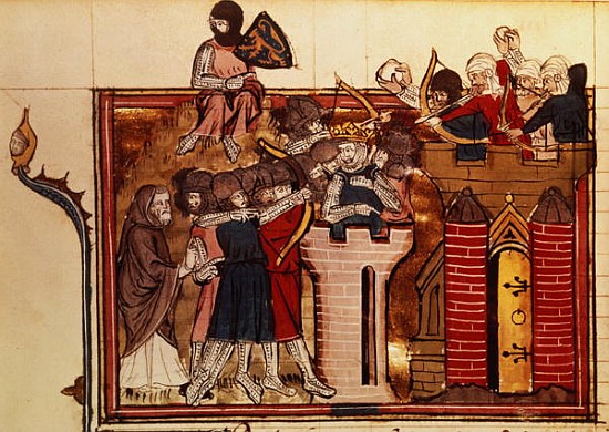 Fr 22495 f.69v The Crusader assault on Jerusalem in 1099, from Le Roman de Godefroi de Bouillon de French School