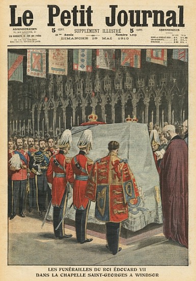 Funeral of King Edward VII in St. George''s chapel at Windsor, illustration from ''Le Petit Journal' de French School