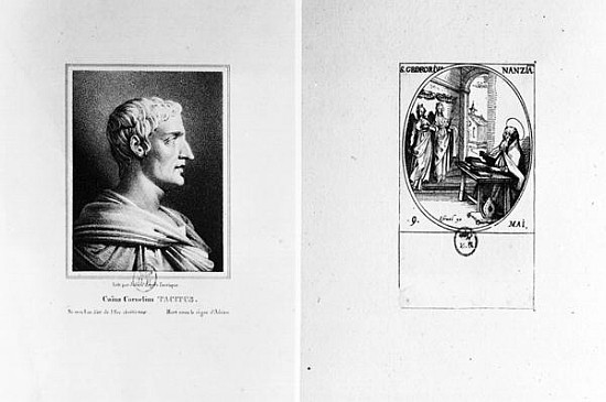 Gaius Cornelius Tacitus (AD 56-c.120) ; engraved by Julien (litho) and St. Gregory of Nazianzus (c.3 de French School