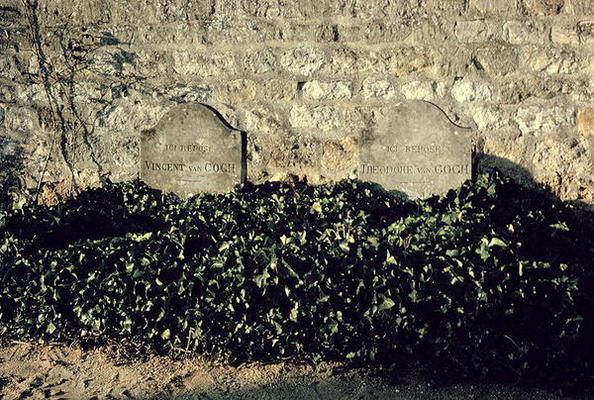 Graves of Vincent (1853-90) and Theo (1857-91) van Gogh (stone) de French School