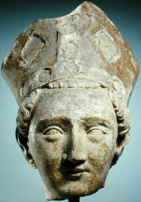 Head of a Bishop Saint c.1320 (limestone) de French School