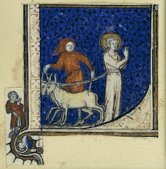 Historiated initial ''L'' depicting the martyrdom of St. Lucy, c.1320-30 de French School
