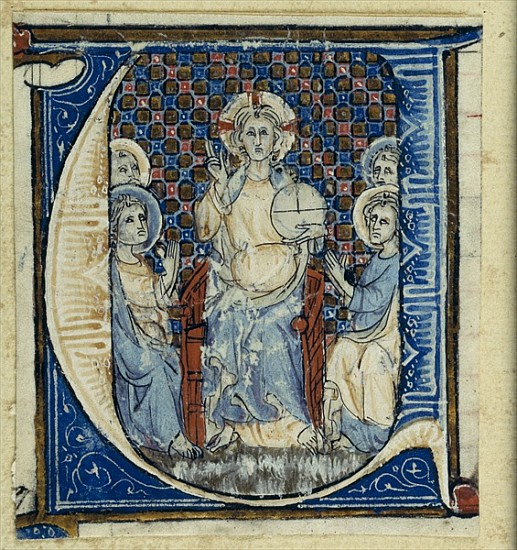 Historiated initial ''U'' depicting a Christ in Majesty, c.1320-30 de French School