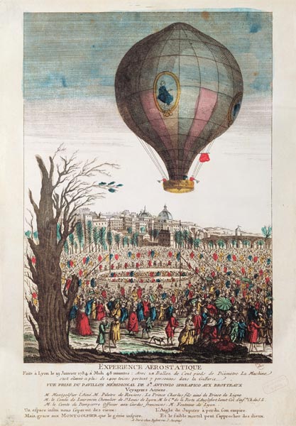 Hot-Air Balloon Experiment the Montgolfier Brothers and Francois Pilatre de Rozier (1754-85) at Lyon de French School