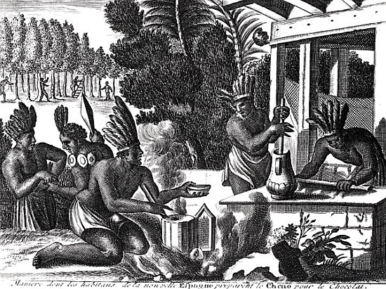How the Natives of New Spain Prepared Cacao for Chocolate de French School