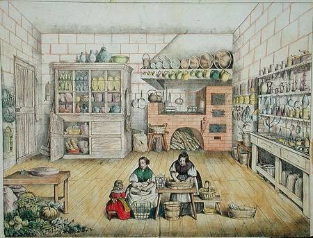 Interior of a French country kitchen de French School