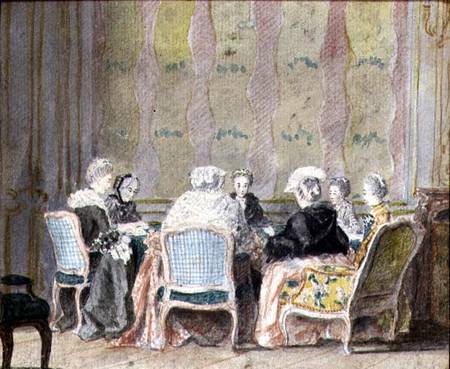 Interior with Ladies Playing Cards de French School