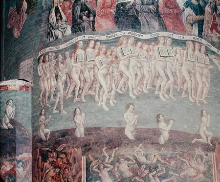 The Last Judgement: The resurrected carrying the book of their life around their necks  (detail) de French School