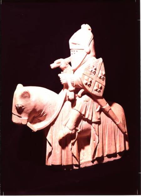 Knight in armour on his horse de French School