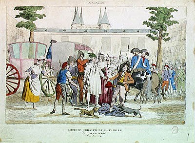 Louis XVI (1754-93) and his family taken to the Temple, 13th August 1792 de French School