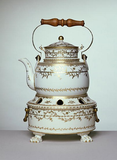 Louis XVI porcelain kettle and stand made in Paris, c.1775-91 (porcelain) de French School