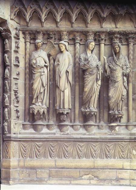 (LtoR) The Annunciation and the Visitation, right-hand jamb figures from the central portal of the w de French School