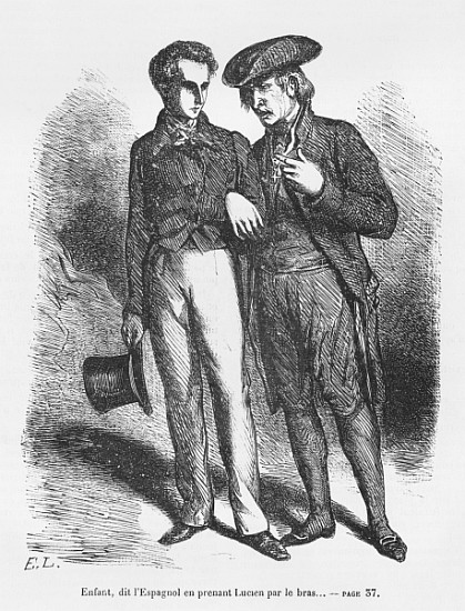 Lucien de Rubempre and Carlos Herrera, illustration from ''Les Illusions perdues'' Honore de Balzac de French School
