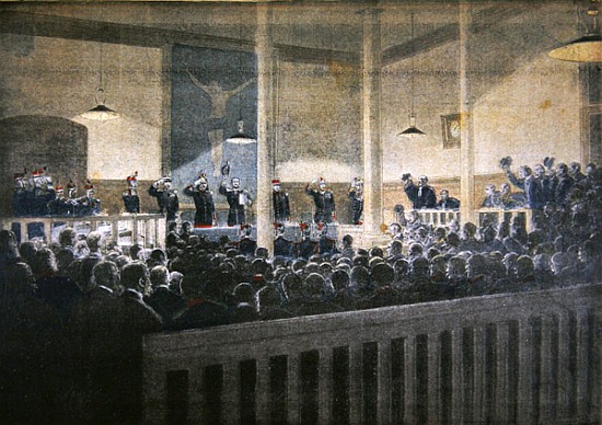 Major Esterhazy court-martialled, reading the decision, illustration from the illustrated supplement de French School