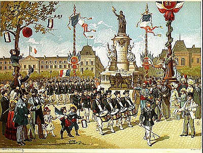 March-Past in the Place de la Republique, 14th July 1880 de French School