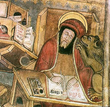 St. Mark writing his gospel, detail from the crypt de French School