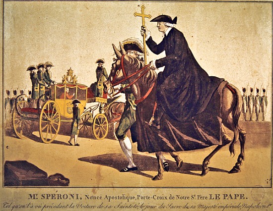Monsignor Speroni carrying the papal cross, precedes Pope Pius VII on their way to Notre-Dame Cathed de French School
