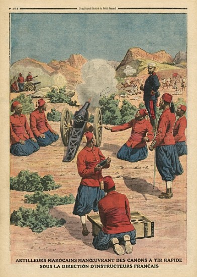 Moroccan artillerymen using cannons under the command of French instructors, illustration from ''Le  de French School