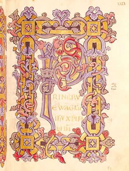 Ms 479 fol.32 Initial ''P'' from ''Les Evangiles de l''Abbaye de Cysoing'' de French School