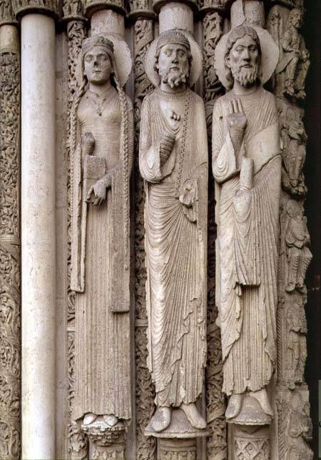 Old Testament figures, from the north embrasures of the central door of the Royal Portal of the west de French School