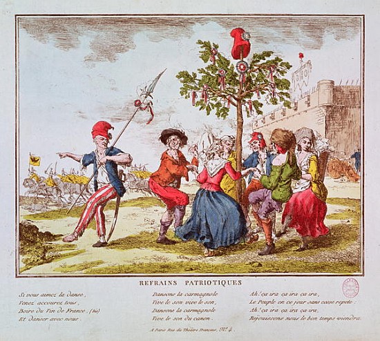 Patriotic Refrains: French revolutionaries dancing the carmagnole around the tree of Liberty, c.1792 de French School