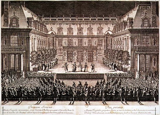 Performance of the opera ''Alceste'', performed in the Marble Courtyard at the Chateau de Versailles de French School