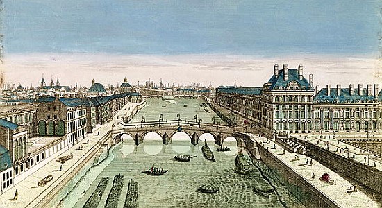 Perspective View of Paris from the Pont Royal de French School