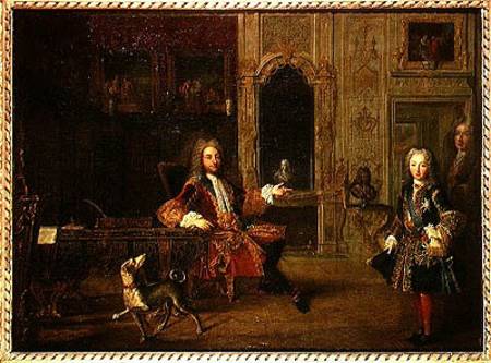 Philippe d'Orleans (1647-1723) and King Louis XV (1710-74) in the Grand Dauphin Cabinet at Versaille de French School