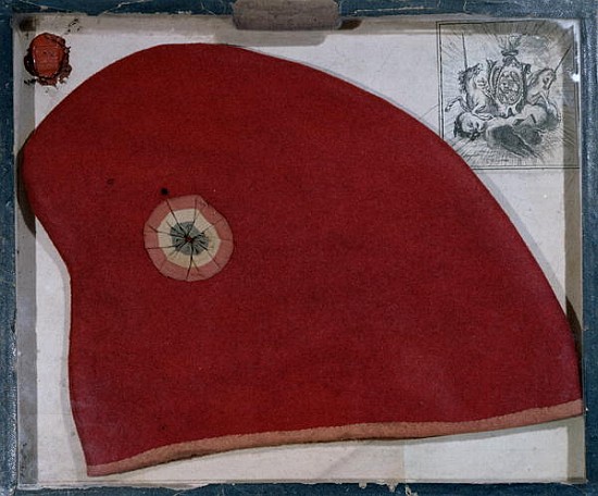Phrygian Cap with a red, white and blue cockade from the period of the French Revolution (felt) de French School