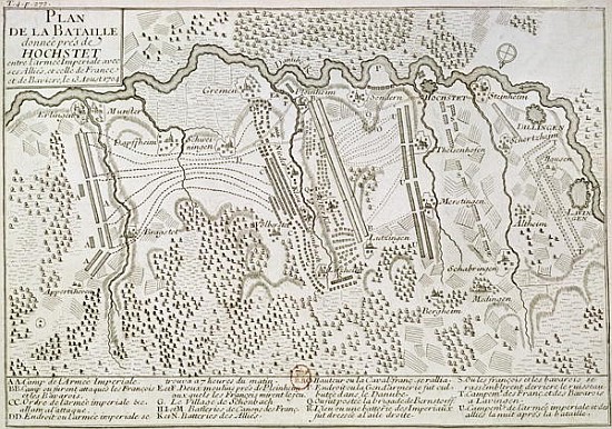 Plan of the Battle of Blenheim between the Imperial Army and the Franco-Bavarian Army, 13th August 1 de French School