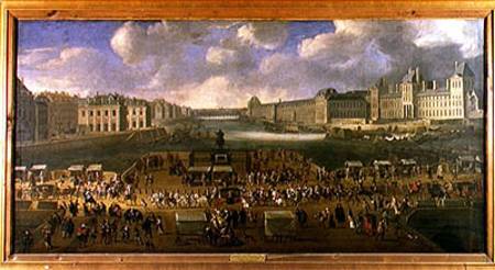 The Pont-Neuf with a procession de French School