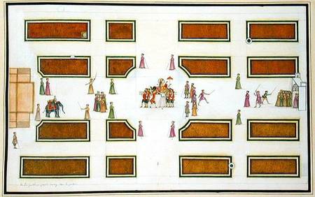 Presentation of Gentil by Nawab Shuja ud-Daula to Emperor Shah Alam in Angur Bagh from 'The Gentil A de French School