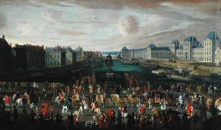 Procession of Louis XIV (1638-1715) Across the Pont-Neuf de French School