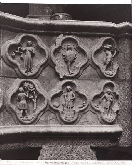 Quatrefoils with the Signs of the Zodiac and the Labours of the Year, from the Cathedral of Notre-Da de French School