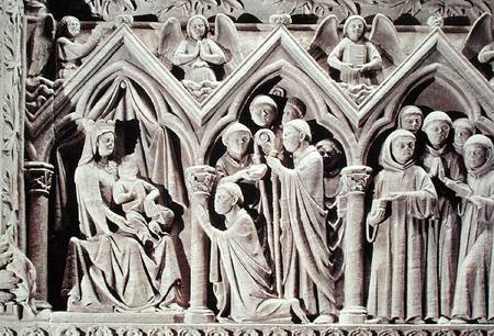 Relief depicting the Presentation of the Monks to the Virgin by St. Etienne of Aubazine, from the To de French School