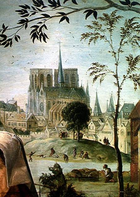 Scene Galante at the Gates of Paris, detail of Notre Dame de French School