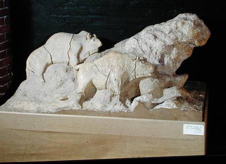 Copy of a sculpture of bisons, from Le Tuc-d'Audoubert, Magdalanian de French School