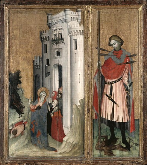 St. Andrew Chasing Demons from the Town of Nicaea and St. Sebastian, right hand panel of the Thouzon de French School