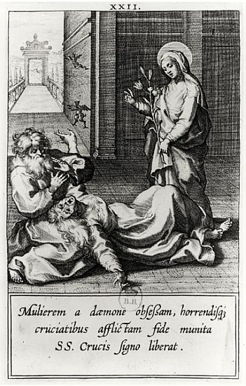 St. Catherine Exorcising a Demon from a Possessed Woman de French School