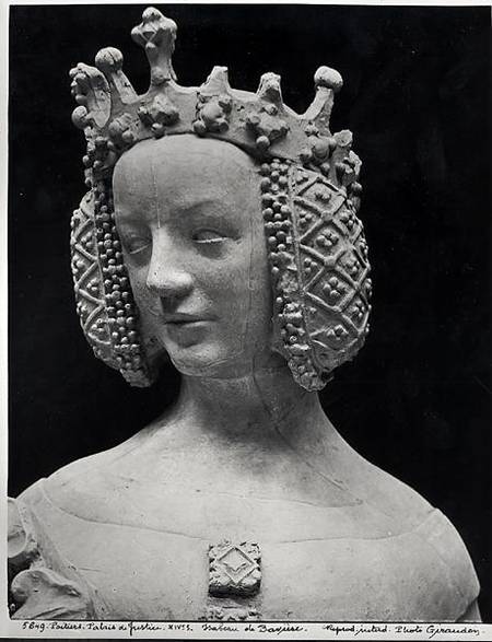 Copy of a statue of Isabella of Bavaria (1371-1435) detail of her head de French School