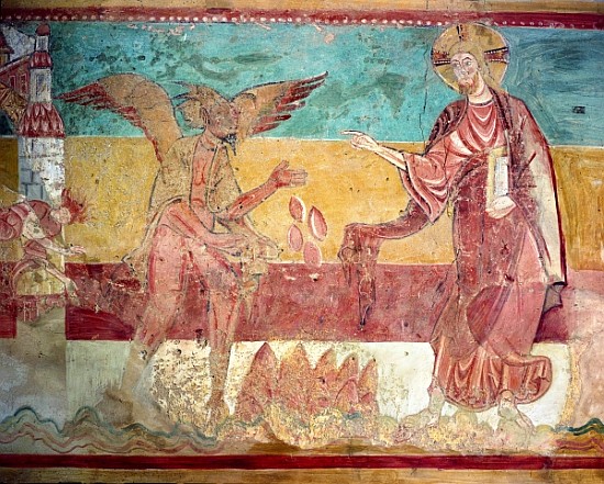 Temptation of Christ in the desert the devil, 12th century de French School