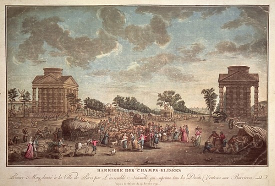 The Barrier at the Champs Elysees. The Suppression of Right of Entry to Paris in 1790 de French School