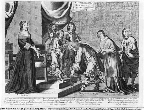 The chiefs of the Fronde admitted to greet the King Louis XIV (1638-1715) after his coming back, on  de French School