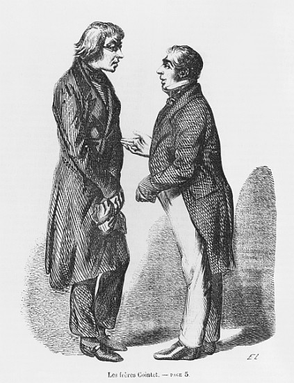 The Cointet brothers, illustration from ''Les Illusions perdues'' Honore de Balzac de French School